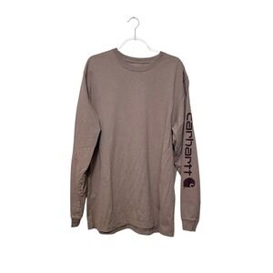 Carhartt Men's Loose Fit Tall Long Sleeve T Shirt Brown Size L